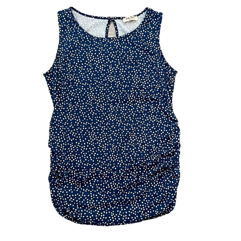 Full Moon Maternity Women’s Sleeveless Top Size Large Polka Dot Navy Blue White